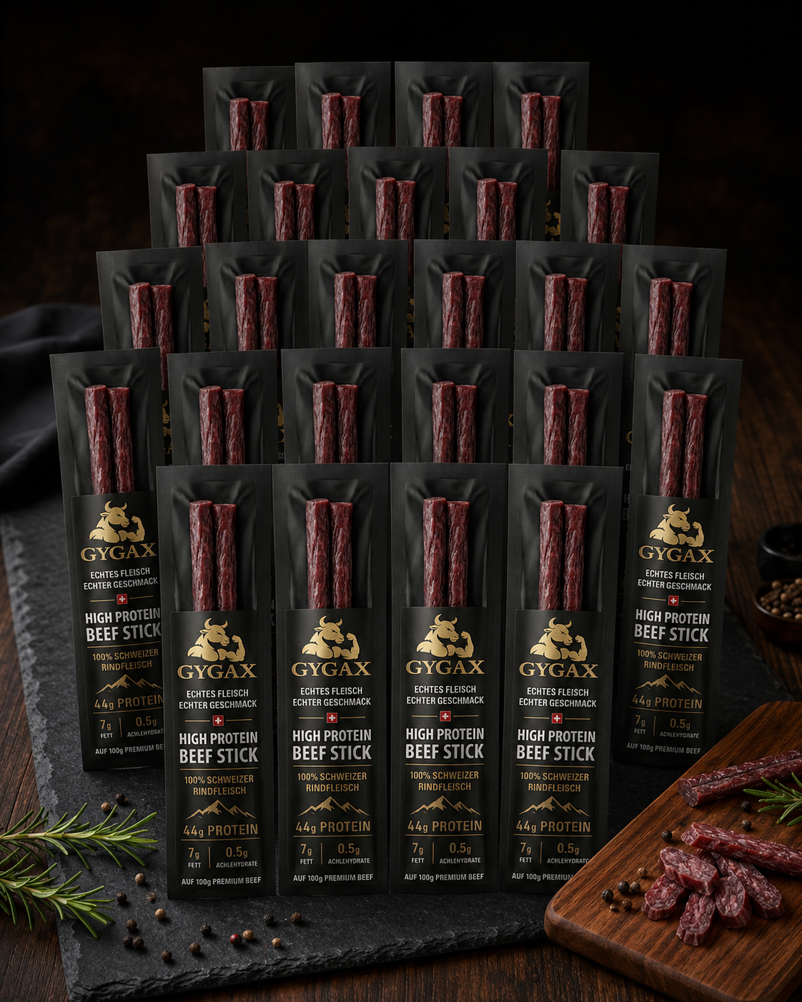 GYGAX Beef Sticks, Packung mit 20 Stück